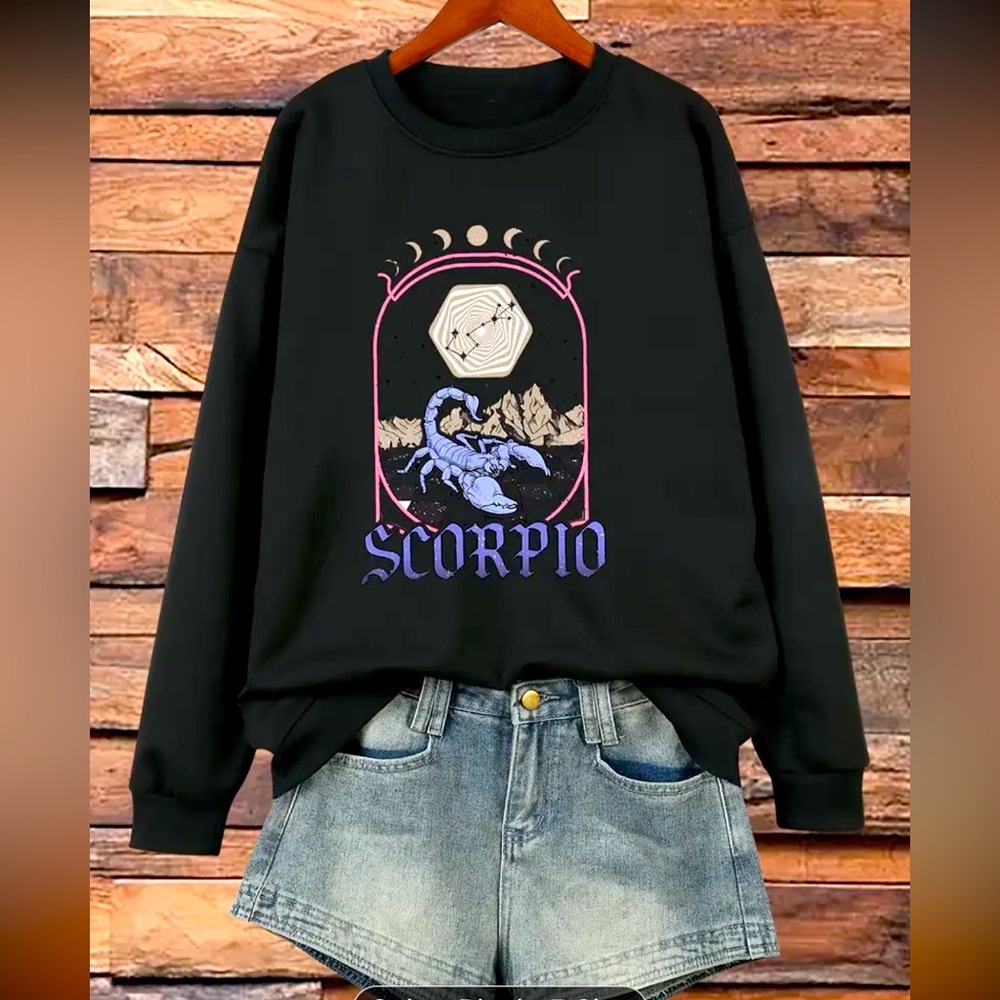 NWOT Women’s Scorpio Black Cotton Sweatshirt in size XL
